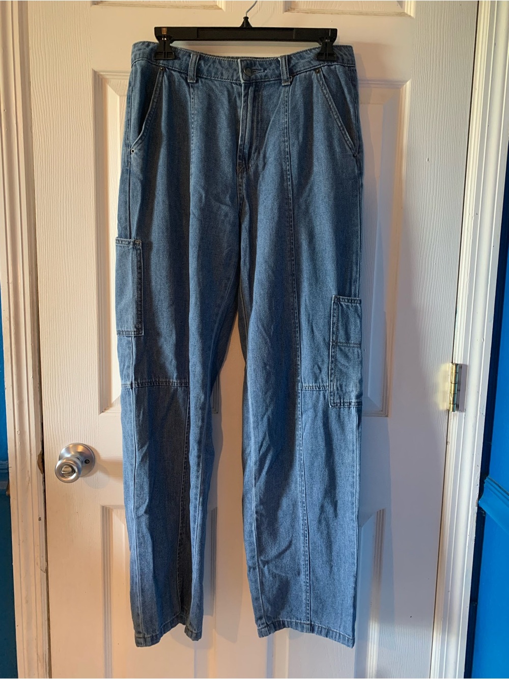 Women's Blue Denim Cargo Pants